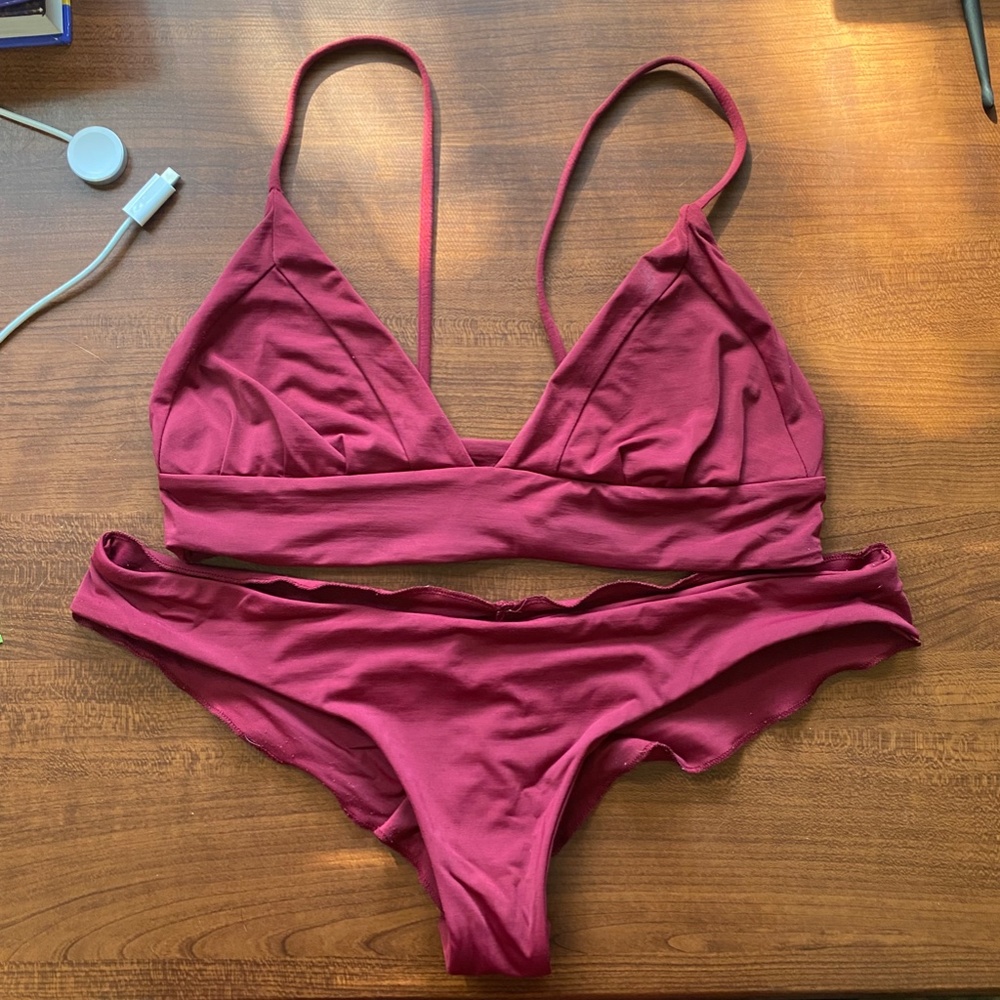 Boys + Arrows Bikini Set in Burgundy